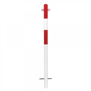 Afzetpaal 60mm Ø, betonneren, rood/wit, 2 ketting ogen