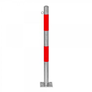 Afzetpaal 60mm Ø, te pluggen, thermisch verzinkt rood, reflecterend met 1 ketting oog