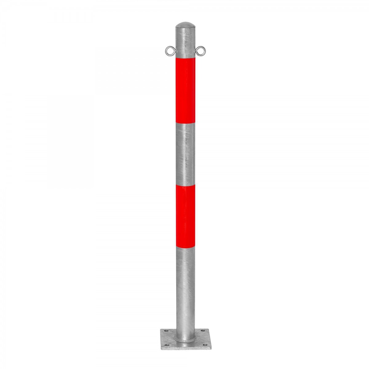 Afzetpaal 60mm Ø, te pluggen, thermisch verzinkt rood, 2 ketting ogen