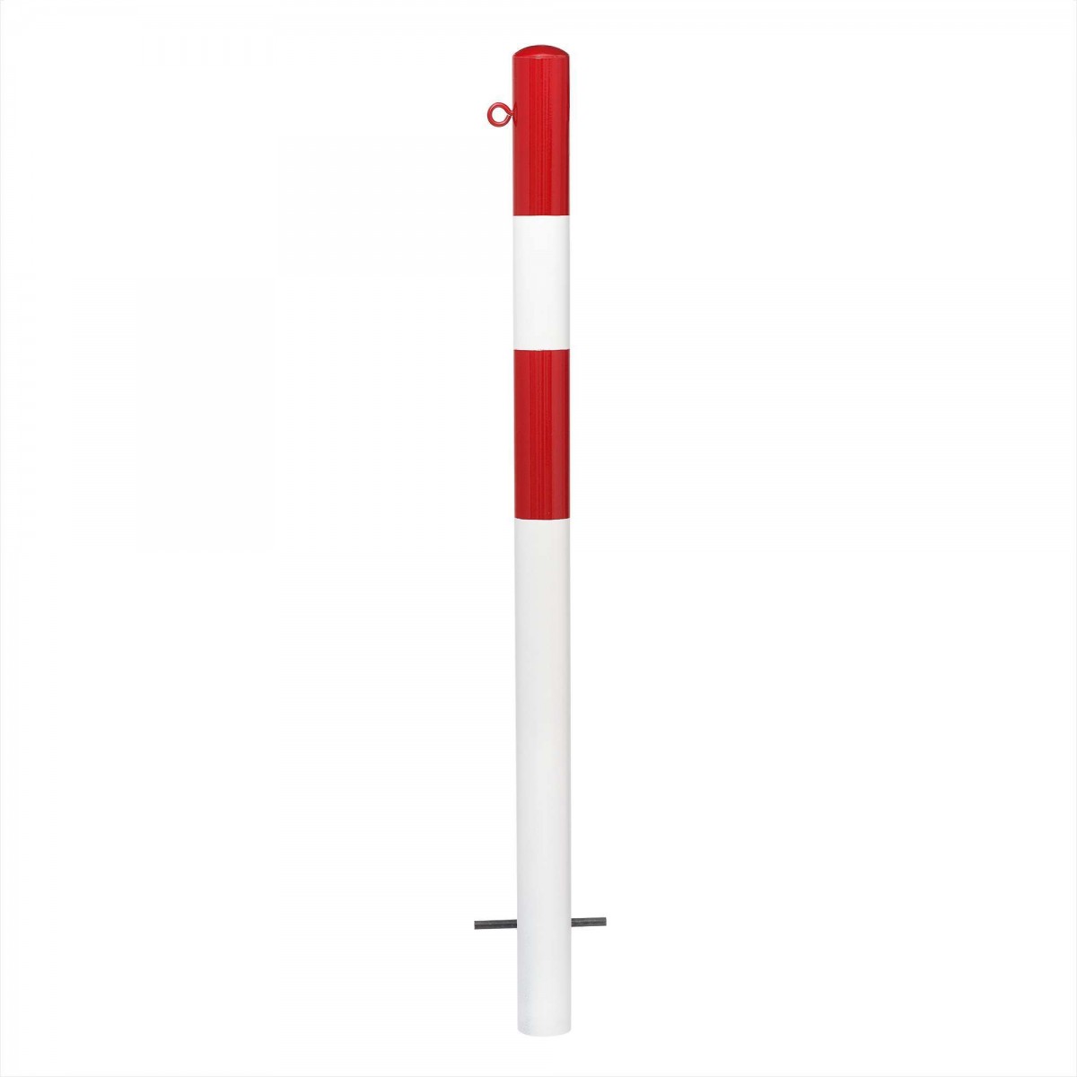 Afzetpaal 60mm Ø, betonneren, rood/wit gecoat, 1 ketting oog