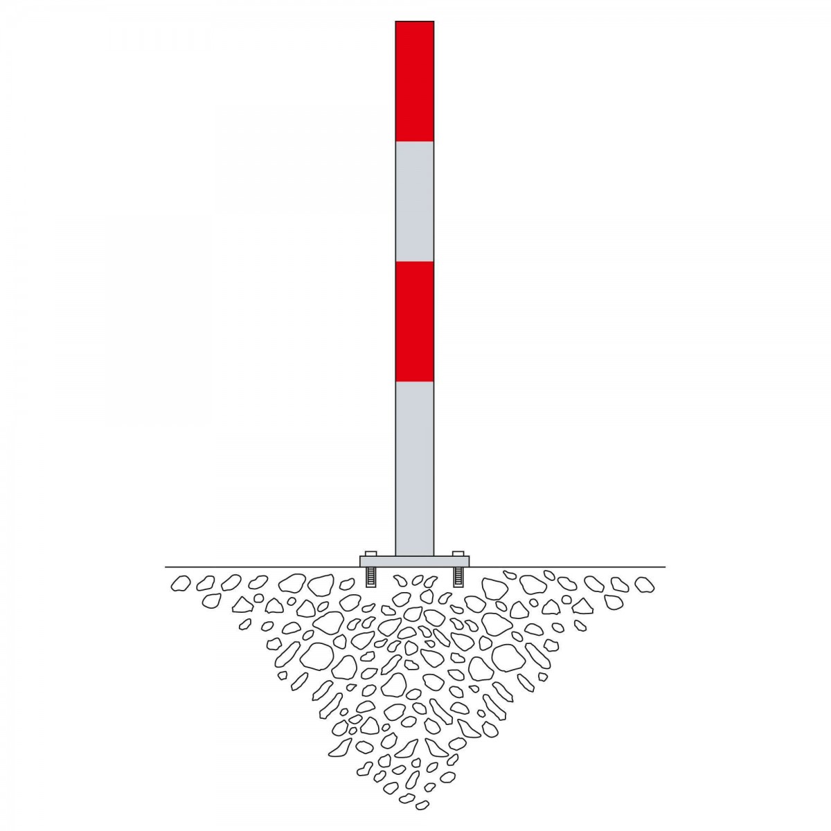 Afzetpaal 60mm Ø, te pluggen, thermisch verzinkt rood, 2 ketting ogen - Afbeelding 3