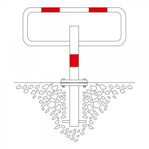 Anti parkeerbeugel te betonneren rood/wit, rode reflecterende ringen.