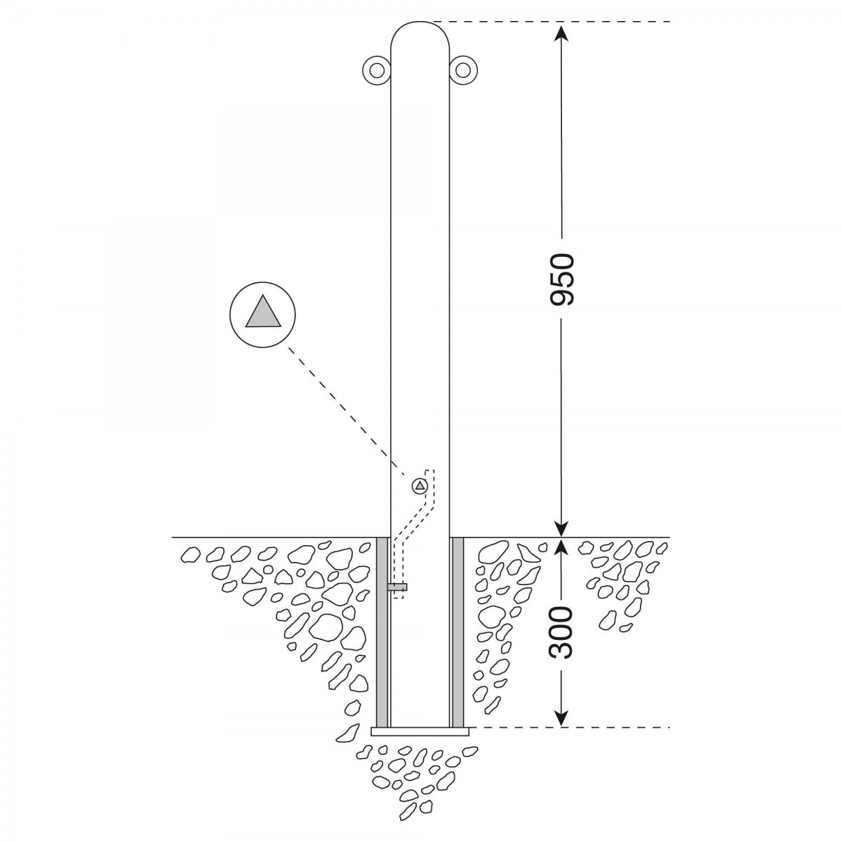 Afzetpaal Den Helder 90mm Ø (antiekbruin) uitneembaar cilinderslot, 2 k. ogen - Afbeelding 6