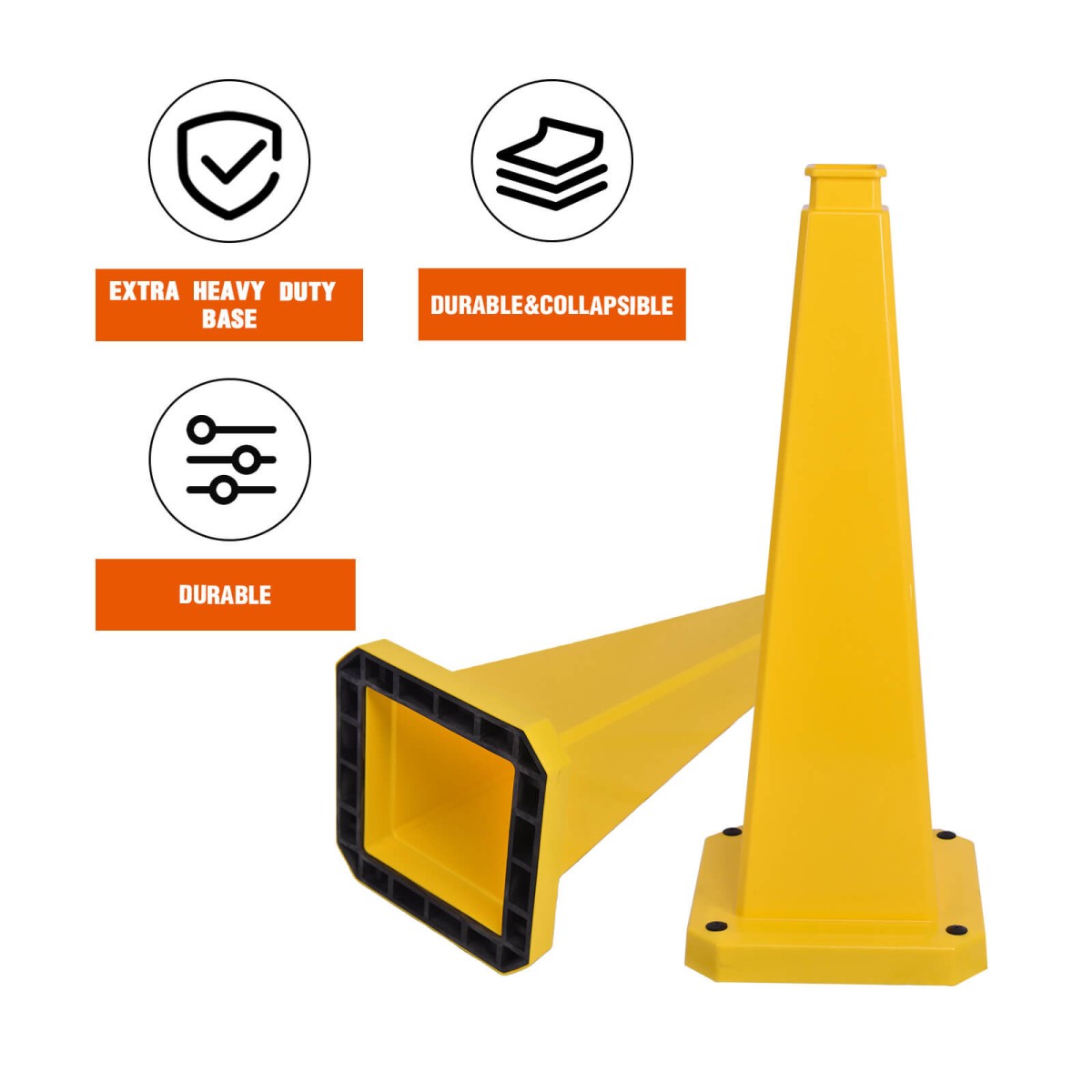 Extra stevige veiligheidskegel van ruim 0,9 kg, gemaakt van duurzaam PVC. 360° zichtbaar, weerbestendig en nestbaar. Ideaal voor binnen- en buitengebruik.