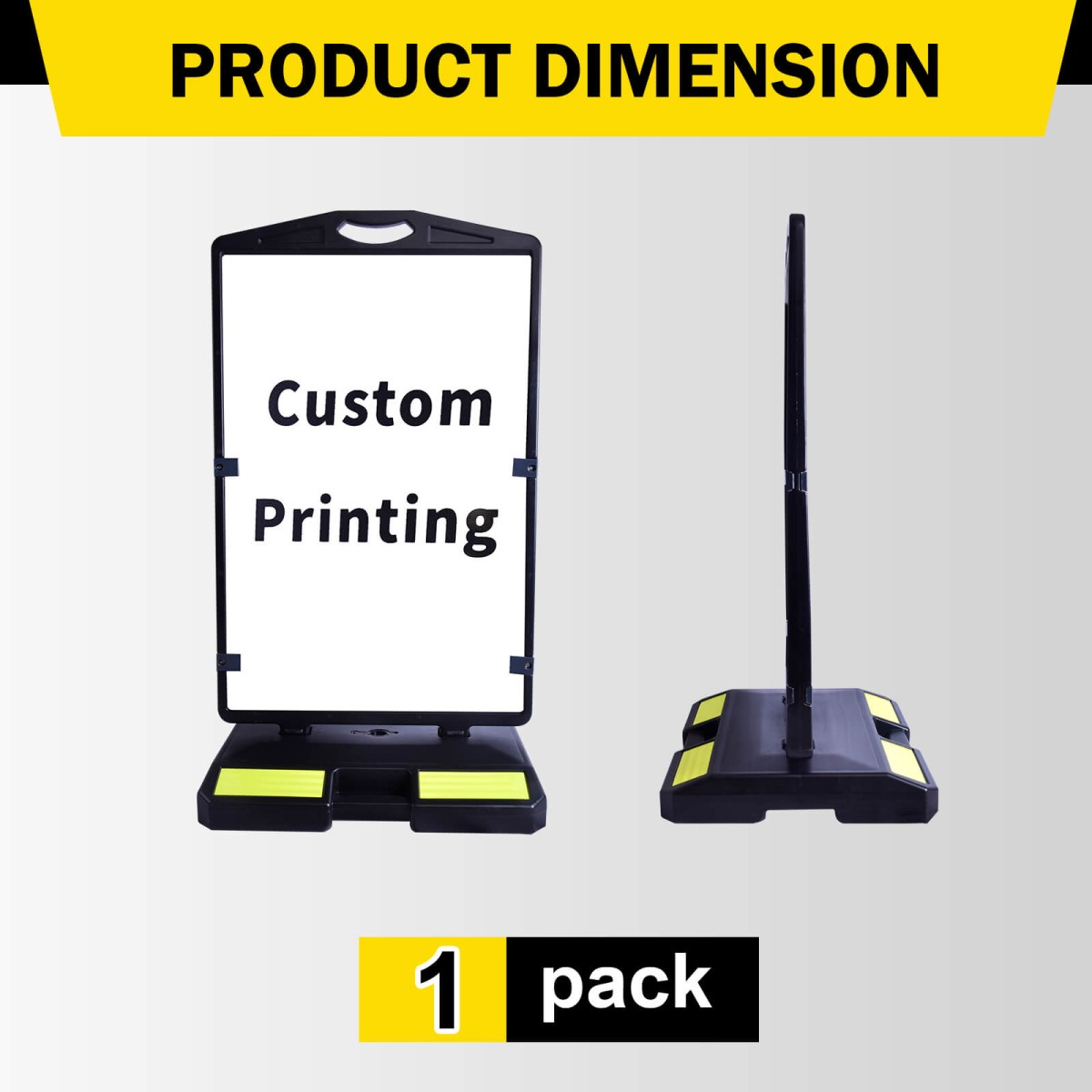 Set van 2 windvaste stoepborden met watervulbare voet. Professioneel, duidelijk zichtbaar en ideaal voor parkeerterreinen, bouwplaatsen en bedrijfsterreinen.