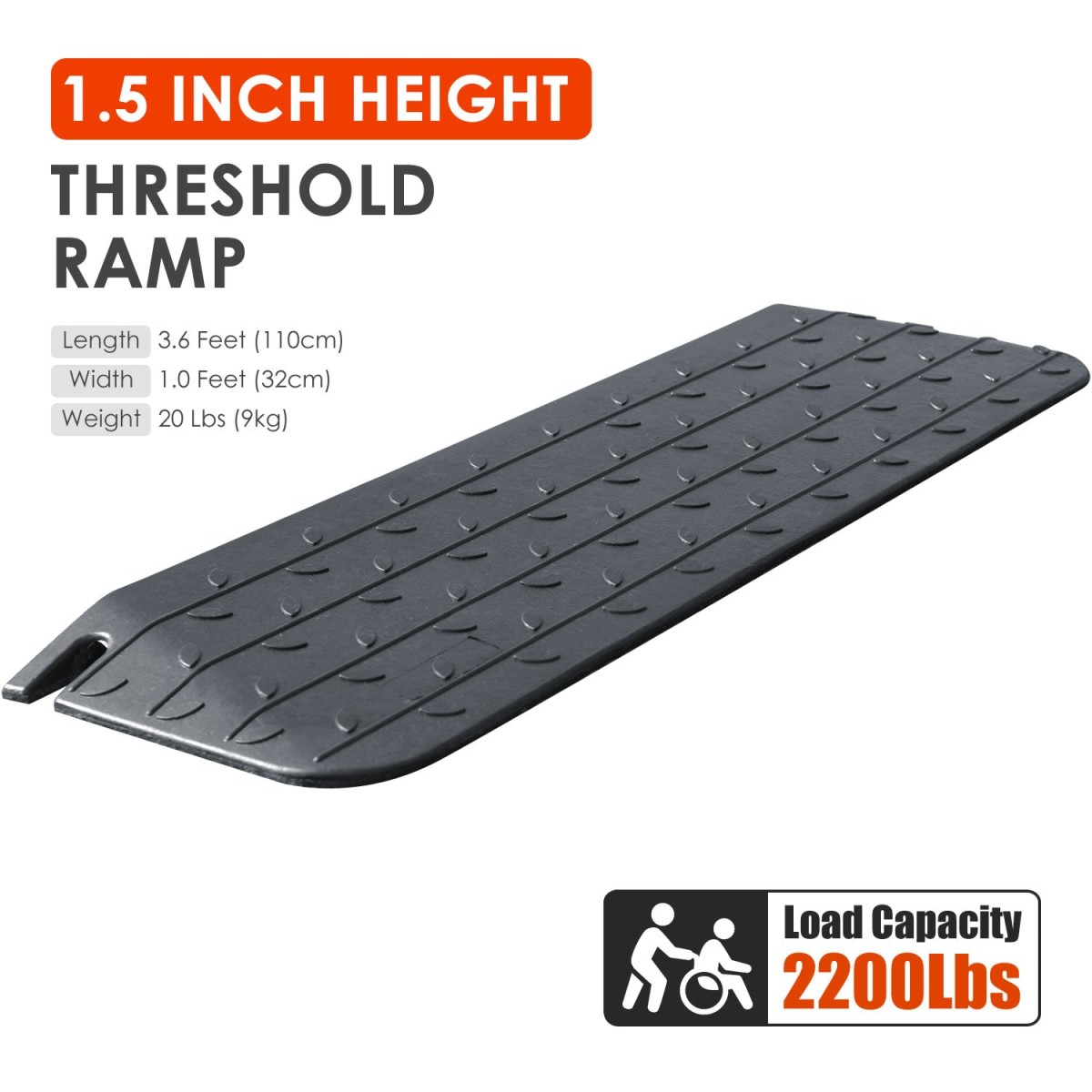 Rubberen drempelhulp voor drempels van 3 tot 10 cm. Ideaal voor een veilige en soepele doorgang met rolstoelen, rollators en transportkarren.